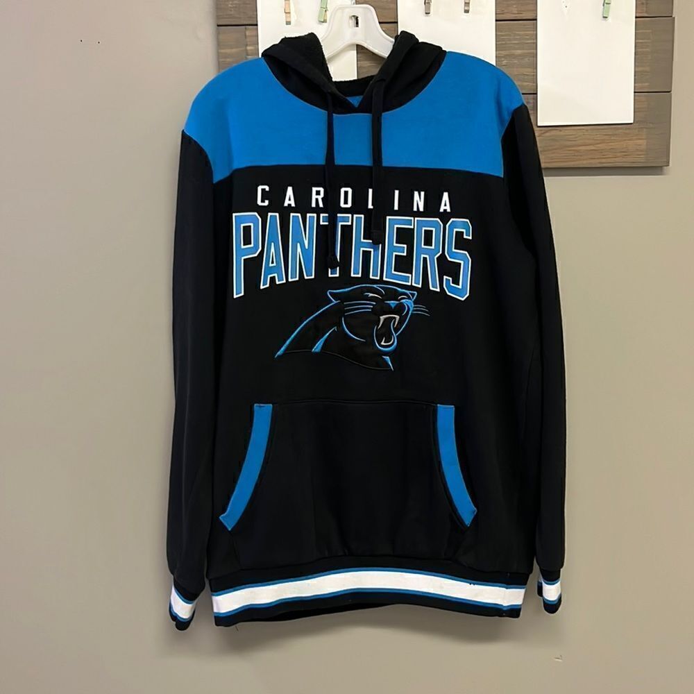 NFL Carolina Panther Black Pullover Hoodie with Kangaroo Pocket- Medium